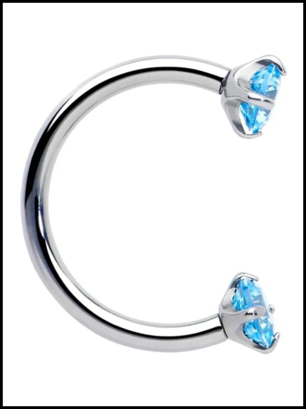 ASTM F136 Implant Titanium CZ Horseshoe Nose Ring Internally Threaded 18G 8mm